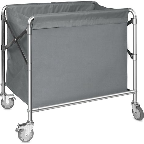 Chariot à linge en acier inoxydable - Panier à linge avec roulettes - Pliable - Capacité de charge de 100 kg - Pour la maison, l'hôtel - 87 x 52 x 78 cm (1/5)
