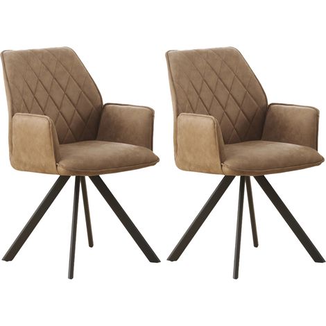 Lot de 2 chaises repas 56x62x87 cm en microfibre camel - VENTER