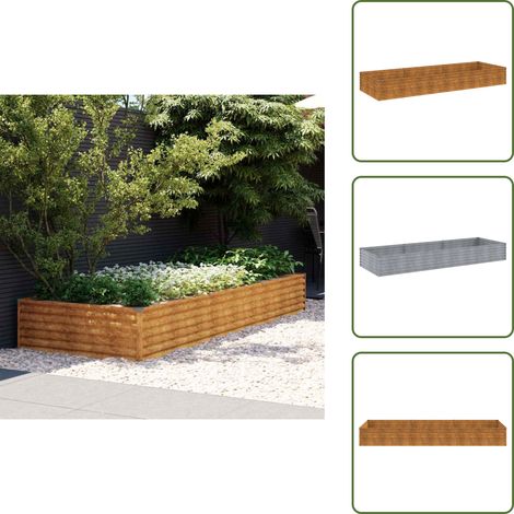 Lit surélevé de jardin 291x100x36 cm acier corten - Jardiniere - Lit Surélevé - Acier Corten - Plante - Fleur (1/5)