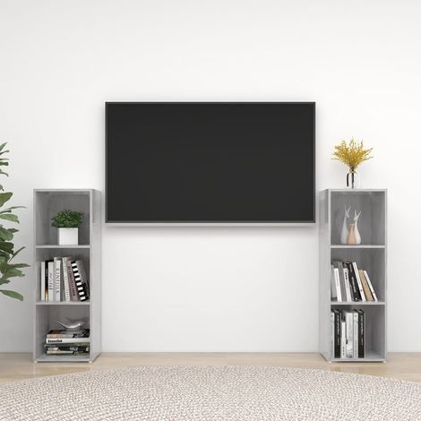 TV-Schränke 2 Stk. Betongrau 107x35x37 cm Holzwerkstoff
