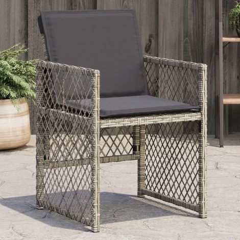 vidaXL Garden Chairs with Cushions 4 pcs Grey Poly Rattan (1/5)