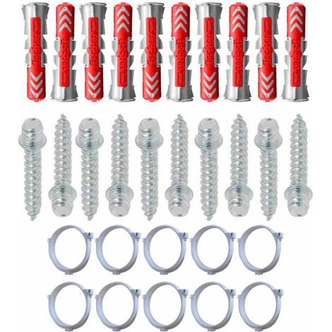 Ensemble de 10 colliers tube de descente Ø100 Blanc + 10 Vis 7x40mm + 10 Chevilles Duopower 8x40mm - Arcanaute