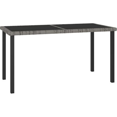 Garten-Esstisch Grau 140x70x73 cm Poly Rattan