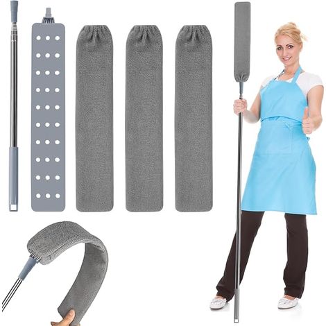 Telescopic and Retractable Duster, Washable Microfibre Dust Cleaner, Foldable Bedside Dust Brush, Removable Flexible for Sofa Bed, Cars, Furniture and Corners (1/5)