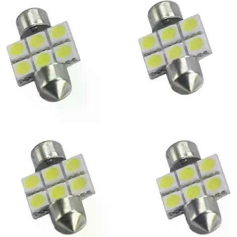 4 Stück 31 mm lange 6SMD 5050 LED-Lampen, geeignet für Auto, Boot, Innenraumbeleuchtung, Kennzeichenbeleuchtung, 12 Volt - JXLGV (1/5)
