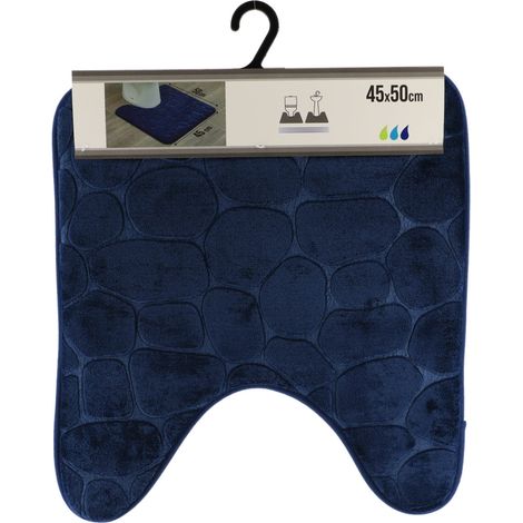 Tapis contour wc memoire de forme microfibre galet 45x50 cm - bleu marine - Tendance