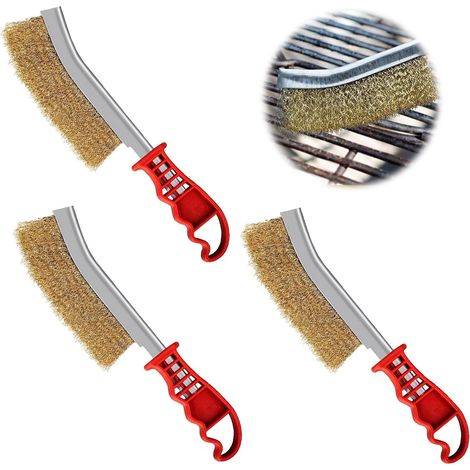 3 Pièces Brosse Metallique,Brosse Metallique A Main,Brosse Laiton  140mm Brosse Métallique Fil Acier Laitonné,pour Enlever La Rouille, La Corrosion Et Les Surfaces De Frottement (1/5)
