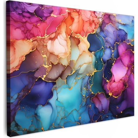 TABLEAU SUR TOILE Marbre - coloré - abstrait Décoration Murale 40x30 cm