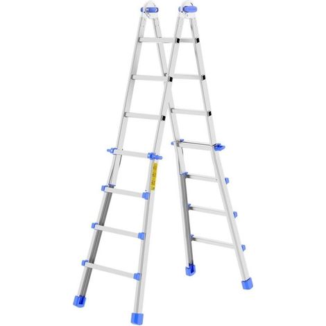 Colombo New Scal EIFFEL 4+5 Scala Pieghevole in Alluminio 9 Gradini Altezza Max 4,25 m 100 Kg colore Acciaio inox (1/2)