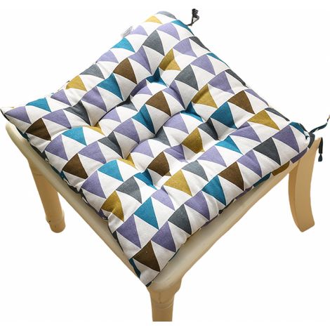 Lot de 2 coussins de chaise rembourrés avec attaches (triangle coloré) (1/4)