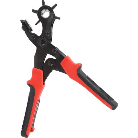 Pince perforatrice multifonctionnelle pour cuir, bracelet de montre, rouge et noir (1/5)