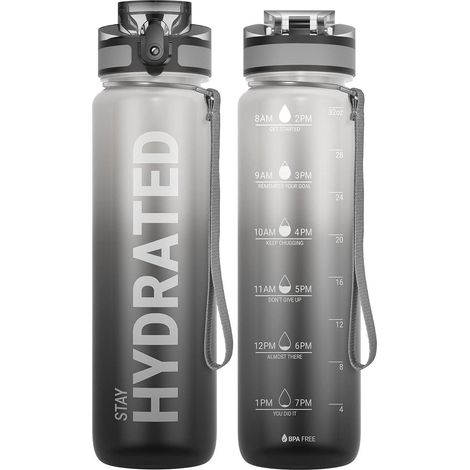 Sport Trinkflasche mit Zeitmarkierung, BPA-frei, 1L/750ML/500ML, auslaufsicher (1/5)