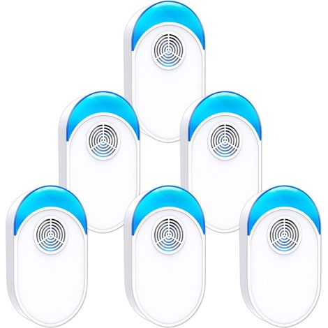 Répulsif ultrasons antiparasitaire 6 unités - Efficace souris, moustiques, cafards, sans danger animaux