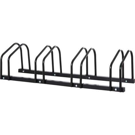 Range-vélos pour 4 bicyclettes, en métal noir, résistant aux intempéries, montage au sol ou mural, pour pneus jusqu’à 65 mm  CHICFURN (1/5)