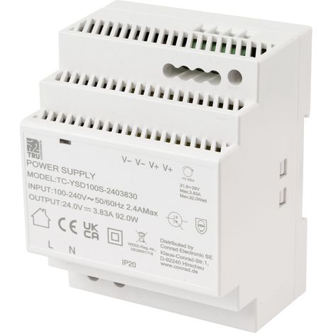 TRU COMPONENTS TC-13710888 Hutschienen-Netzteil (DIN-Rail) Verbrauch (StandBy) 0.3 W 24 V/DC 3.83 A (1/5)