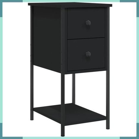 Table de chevet - 826094 - Noir - Bois d'ingénierie & fer - Lot de 2 32x42x70 cm (1/5)