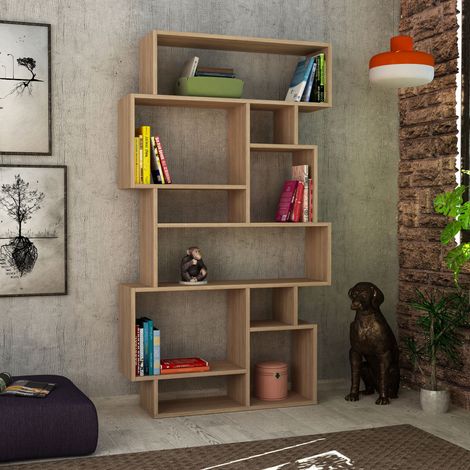 Libreria in rovere Sonoma, grande capacità, 96x168,5x25,5 cm, per soggiorno o ufficio (1/3)