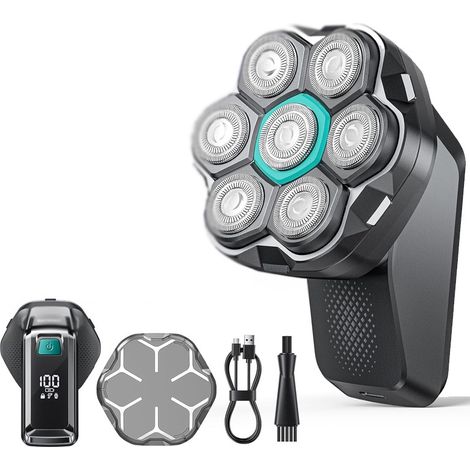 Rasoir Tete Chauve Homme Rasoir Electriques Hommes 100 Mins d'Autonomie Tondeuse Crane Chauve IPX6 Étanche Sec & Humide Rasoir Crane Homme Chauve avec Écran LED,USB-C,8100 & 8500 tr/min (1/5)