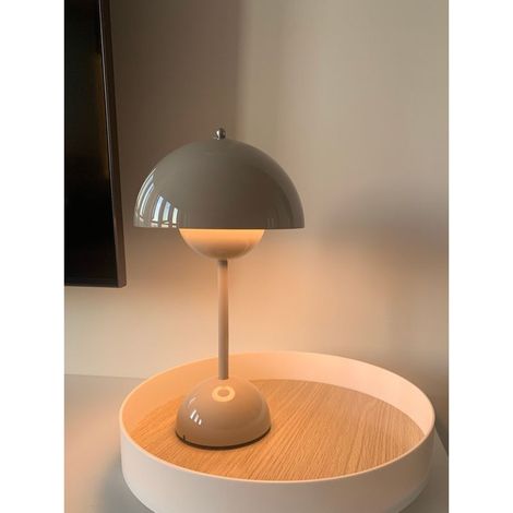 Lampe de bureau LED champignon rechargeable – Gradation tricolore – Matériaux fer et acrylique – Éclairage réglable pour chambre et bureau - gris (1/5)