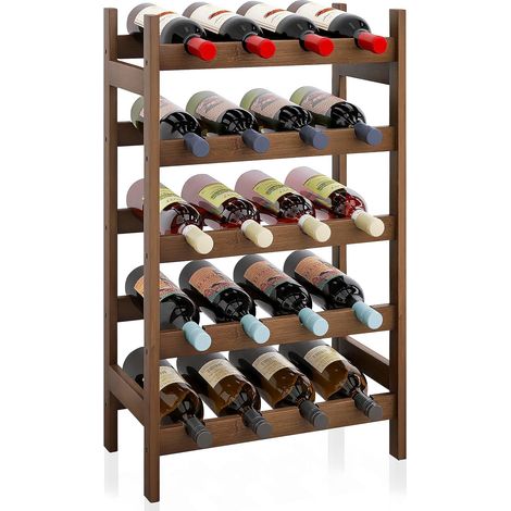 1 Étagère à vin, Bambou, 5 niveaux, 20 bouteilles, Design vertical, Cuisine, Cave (1/5)