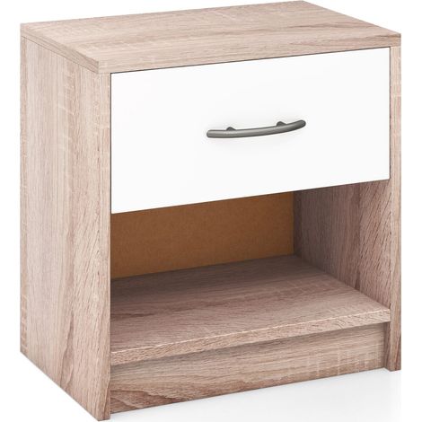 COSTWAY 3-Tier Bedside Table Bedroom Nightstand w/Drawer-Coffee