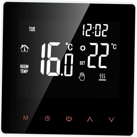 One Piece Smart Eau/Gaz Thermostat Régulateur de Température de Chaudière Numérique Écran Tactile LCD Programmable Semaine Antigel Chauffe-Eau Fonction Thermostat, Blanc, Pas de WiFi-868640mm (1/2)