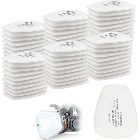 Lot De 60 Filtres Coton Pour Masques Complets 3M 6000 6200 6800 7501 7502 FF402 5N11 CN Blanc (1/4)