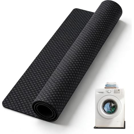 Alfombrilla antivibración para lavadora, 60 x 60 cm, de goma antideslizante, también apta para secadoras y frigoríficos, color negro, diseño antideslizante de doble cara. (1/5)