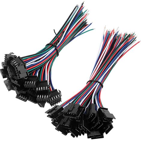 20 Pairs JST SM 5PIN Male to Female EL Wire Cable Connector Adapter, 2 Pin Male and Female Connector Adapter with 150 mm Electric Cable for LED Light (1/5)