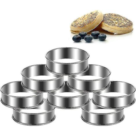 8 Anneaux à Gâteau en Acier Inoxydable, Moules à Pâtisserie Ronds pour Gâteaux et Crumpets, Lot de 8 Cercles de Cuisson (1/3)