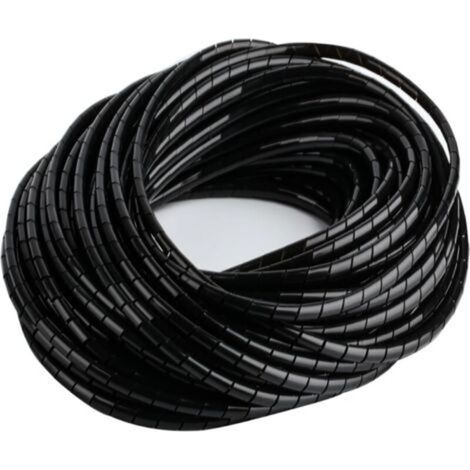 2-teiliges Kabelmanagement-Set, Kabelorganizer, Kabelschlauch, schwarze Spiralkabelabdeckung, Kabelorganizer für Homeoffice, TV, Computer, PC, Audio, 4 mm x 20 m / 6 mm x 15 m (1/4)