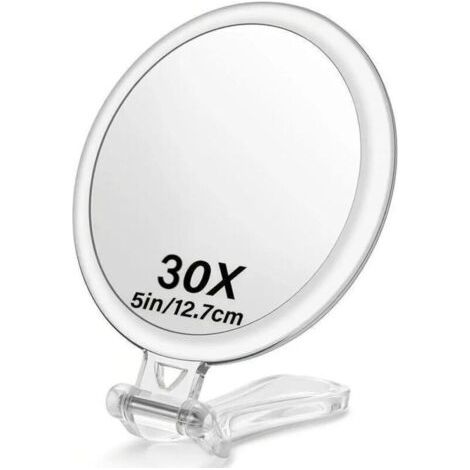 BUNTHAUS Miroir Grossissant x 30 Double Face Miroir Pliable avec Poignée, Miroir de Maquillage à Main de Coiffeurs Miroir Pliant pour Divers Détails