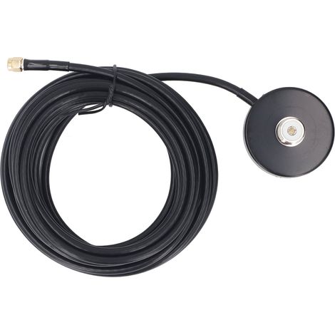 Support magnétique pour antenne autoradio étanche, avec câble RG58 de 5 m et connecteurs SMA mâle vers PL 259 et SO 239 femelle UHF. (1/5)