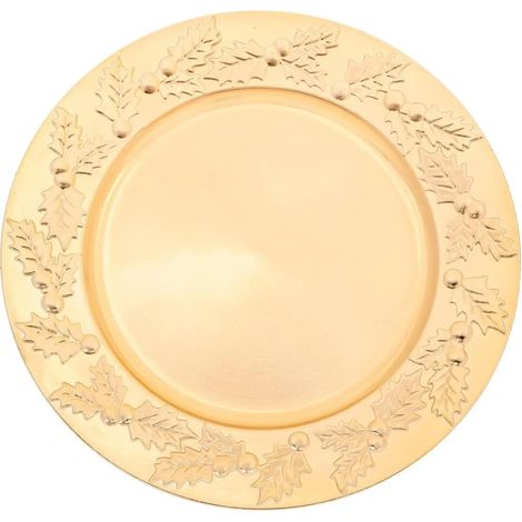 Assiette de Présentation "Houx" 33cm Doré
