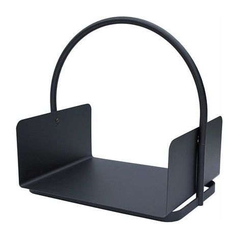 Conway Modern Fireside Accessory Log/Coal Holder, Black, Steel (1/4)