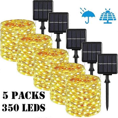 Guirlande lumineuse solaire LED étanche pour jardin extérieur lampe féérique 7 m/12 m/22 m/32 m - 22 m 200 LED - 1 pièce - blanche (1/4)