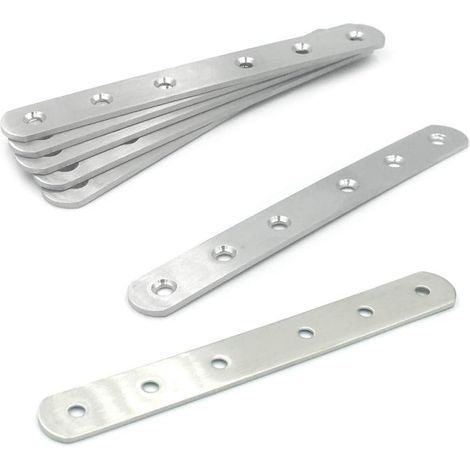6 Pièces 164x20 Mm Support Plat Renfort Plat Acier Inoxydable Équerres Plates Support Pour La Fixation De Meubles