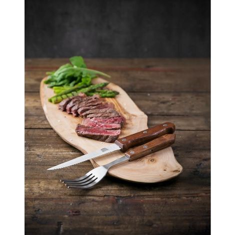 Fourchette à Viande 200 mm Manche en Bois Lot de 12 (1/3)