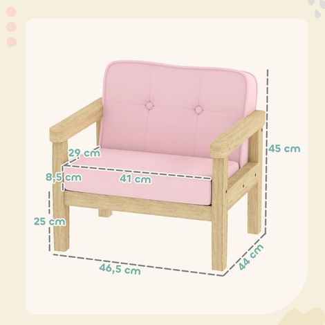 Fauteuil canapé enfant bois, velours côtelé rose, chaise rembourrée pour 3-8 ans, chambre ou salle de jeux (1/5)