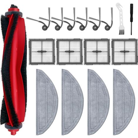 17-teiliges Ersatzteilset für Roborock Q10 S5/Q10 S5+/Q10 X5/Q10 X5+ Saugroboter, Zubehörset, 1 Hauptbürste, 4 HEPA-Filter, 4 Wischpads, 6 Seitenbürsten, 2 Werkzeuge (1/5)