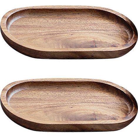 Lot de 2 plateaux en bois massif, plateau de service, plateau de salle de bain, petit plateau rectangulaire, plateau à thé, plateau de table basse - 20 x 11,8 x 1,5 cm - Style 5 (1/5)