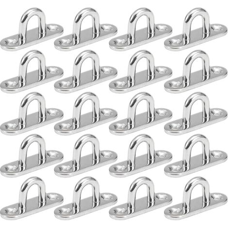 20 piastre con occhielli in acciaio inossidabile, ganci da soffitto M5, ganci di fissaggio in metallo, accessori per barche, piastre con occhielli per tenda da sole, montaggio a parete (1/5)