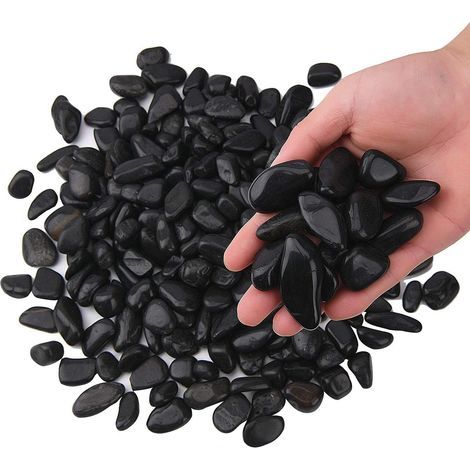 Galets polis noirs naturels 1,8 kg pour décoration de pots de fleurs et aménagement paysager (1/5)