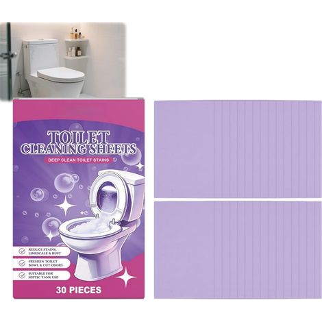 30 Pieces Papier de Nettoyage pour Toilettes,Nettoyant pour Toilettes Moussant,Mousse Nettoyante WC,Toilette Nettoyages Mousse,Élimine les Taches en Sans Frotter, Nettoyage Sans Effort (1/5)