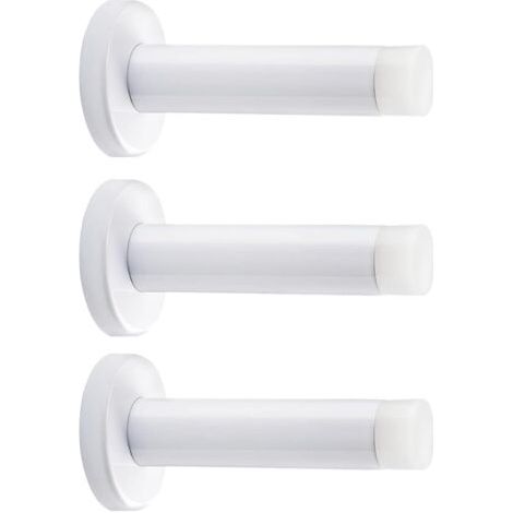 Un ensemble de 3 butées de porte murales robustes de 8,9 cm, en acier inoxydable 304, avec embouts en caoutchouc pour l'isolation acoustique, butées de porte murales blanches (blanches). (1/5)