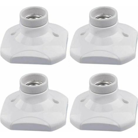 Douille E27 pour ampoule LED, douille E27 en céramique et culot en plastique, douille murale E27 blanche avec anneau pour éclairage d'entrée/plafonnier/balcon, lot de 4