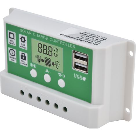 Intelligenter Laderegler mit zwei USB-Anschlüssen für Solarpanels, PWM-Steuerung, 12/24 V, GLL121010A (1/5)