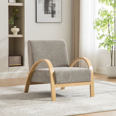 Skandinavischer Sessel-Sack aus weichem Samt mit stabilem Holzgestell – optimaler Komfort für Wohnzimmer und Schlafzimmer, neutrale Graufarbe