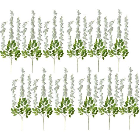 Lot de 12 Branches de Fleurs Artificielles en Plastique Blanc 110 cm pour Décoration Intérieure - PANGIVO (1/2)