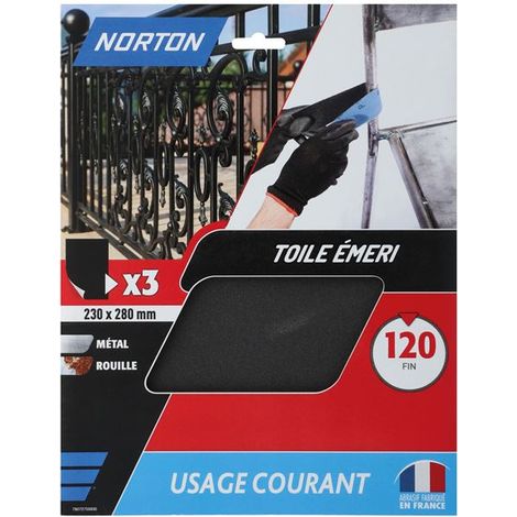 NORTON - Feuilles toile emeri 230x280 grain 120 norton courants (1/2)